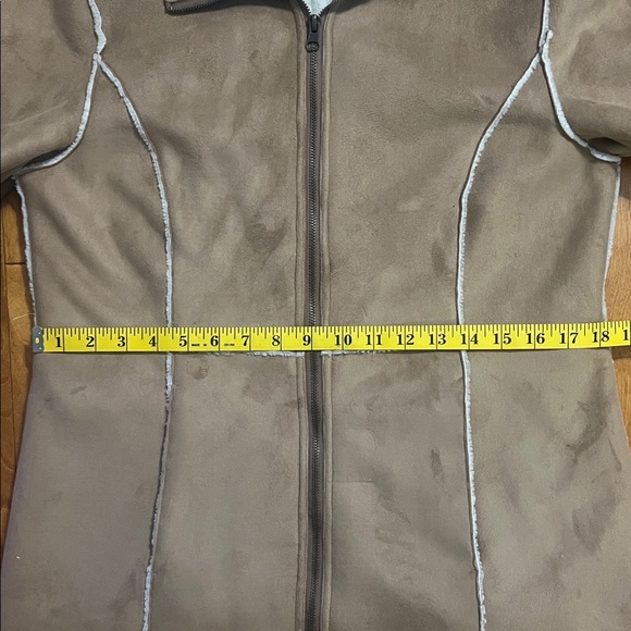 Vintage Y2K FU DA New York Tan Faux Suede Sherpa Lined Jacket Fleece Gorpcore - Picture 4 of 8